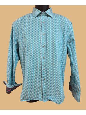 Scully Mens Turquoise Check Long Sleeve Shirt Medium